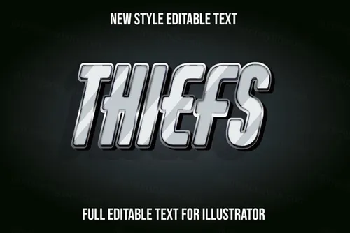 三维立体金属特效字体文本特效可编辑EPS矢量模板素材3d editable text style effect
