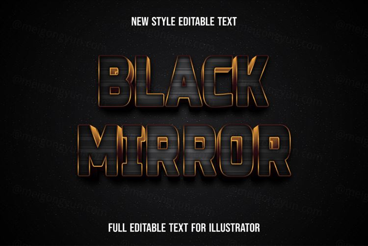 三维立体金属特效字体文本特效可编辑EPS矢量模板素材3d editable text style effect