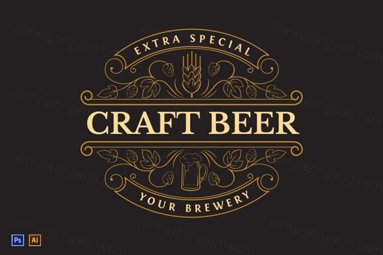 复古精酿啤酒标识 Craft Beer Vintage Logo