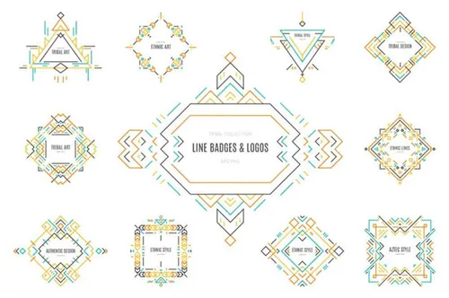 部落线型标志和徽章模板 Tribal Line Logos Badges Templa