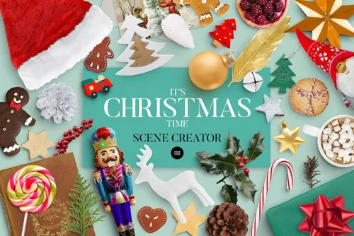 最新高端圣诞节国外新年大型场景创作者PS素材 Christmas Scene Creator
