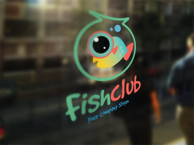 鱼水族相关的logo设计创意模板 Fish Club