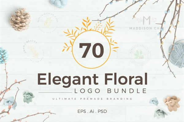 70个优雅的花卉logo模板 70 Elegant Floral Logo