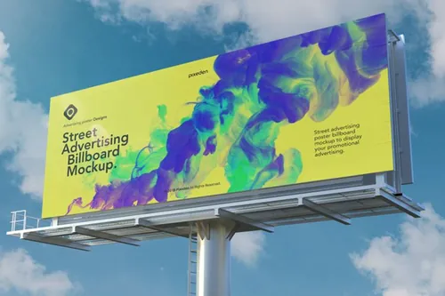 街头广告展示的干净的psd广告牌模型样机 Advertising Psd Billboard Mockup