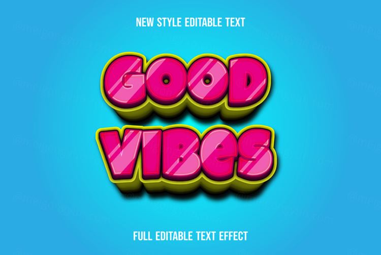 卡通动画片三维立体特效字体文本特效可编辑EPS矢量模板素材3d text style effect