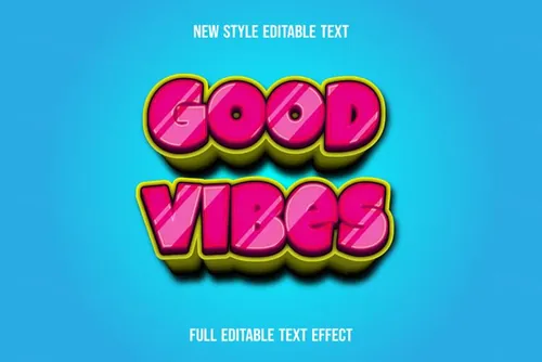 卡通动画片三维立体特效字体文本特效可编辑EPS矢量模板素材3d text style effect