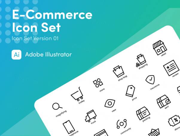 极简风格电子商务图标集 E-Commerce Icon Set