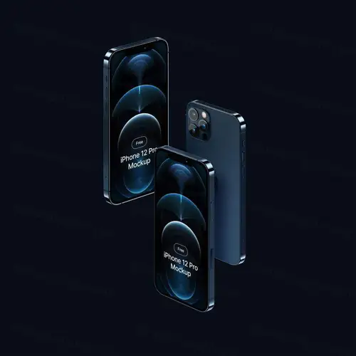 4K苹果手机APP贴图样机模板免费下载 Free Pacific Blue iPhone