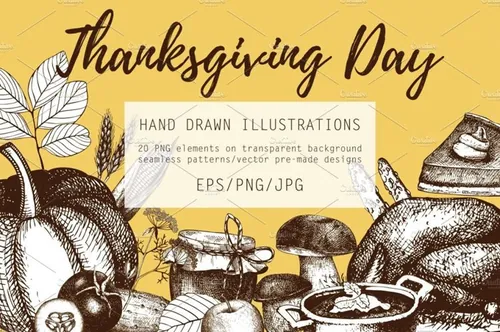 矢量感恩节插画 Vector Thanksgiving Da