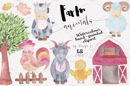 农场水彩动物集 Farm Animals Big Water