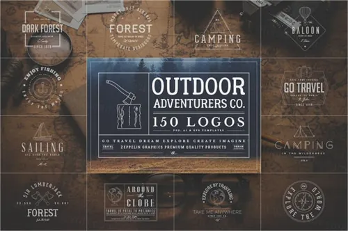 150个户外探险风格的logo模版Outdoor Adventurers
