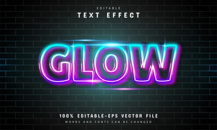 三维立体光效字体特效文本特效可编辑EPS矢量模板素材3d editable text style effect