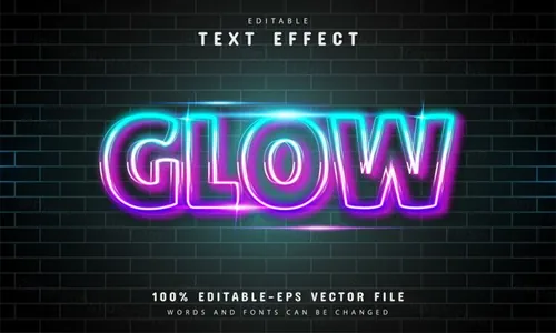 三维立体光效字体特效文本特效可编辑EPS矢量模板素材3d editable text style effect