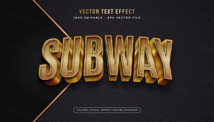 三维立体金属特效字体文本特效可编辑EPS矢量模板素材3d editable text style effect