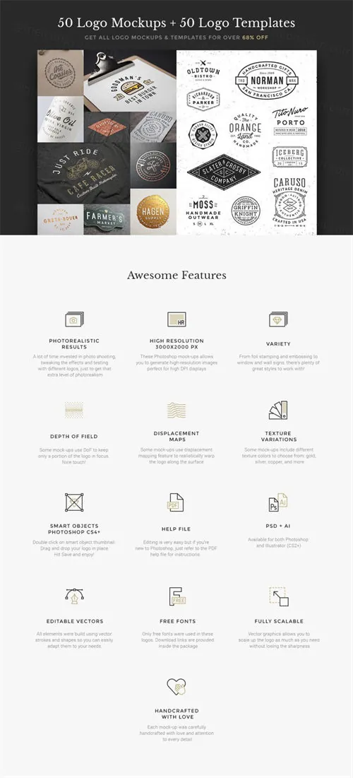 50个logo设计样机模版 50 Logo Mock-ups