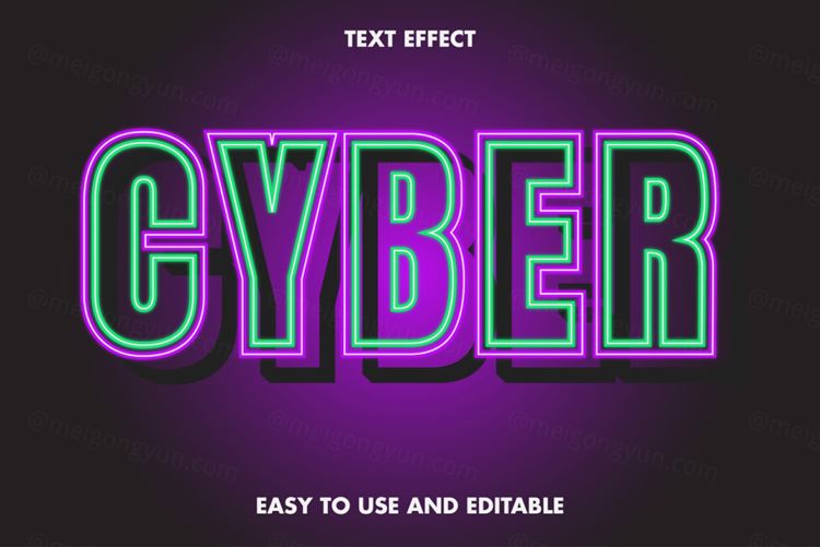 三维立体光效字体特效文本特效可编辑EPS矢量模板素材3d editable text style effect