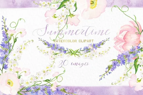 夏日柔和的粉色水彩画 Summertime soft pin