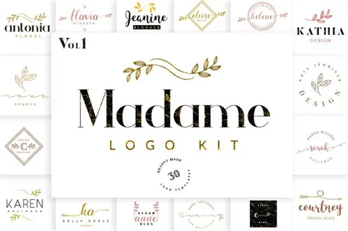 花卉植物主题的logo设计模版 Madame Logo