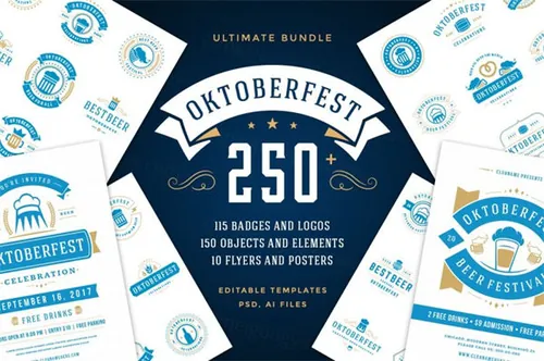 慕尼黑啤酒节logo图形素材元素大礼包Oktoberfest big