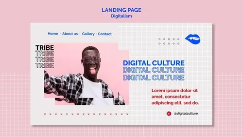 欧美未来派动态数字美学版式宣传海报PSD设计模板素材