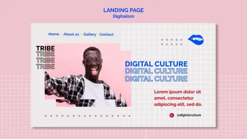 欧美未来派动态数字美学版式宣传海报PSD设计模板素材