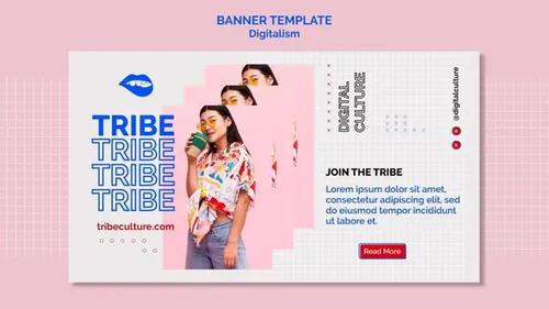 欧美未来派动态数字美学版式宣传海报PSD设计模板素材