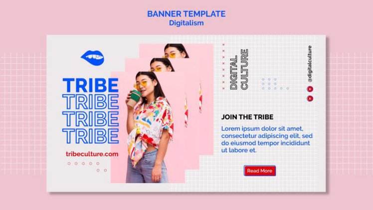 欧美未来派动态数字美学版式宣传海报PSD设计模板素材