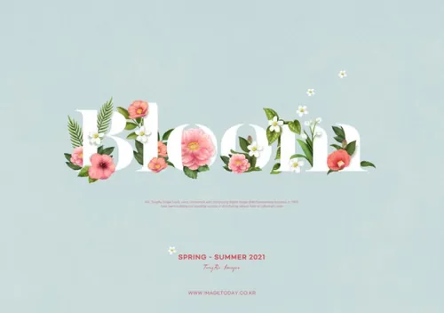 春季极简主义花卉标题文字横幅海报PSD模板