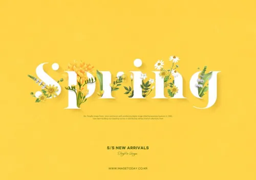 春季极简主义花卉标题文字横幅海报PSD模板