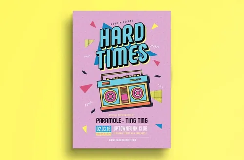 音乐矢量海报模板 90’s Music Flyer