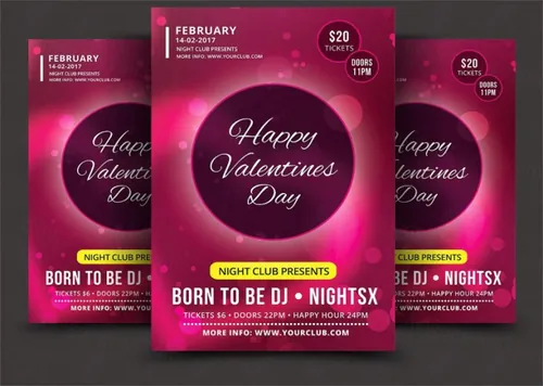 情人节海报模板 Valentines Day Flyer 130117