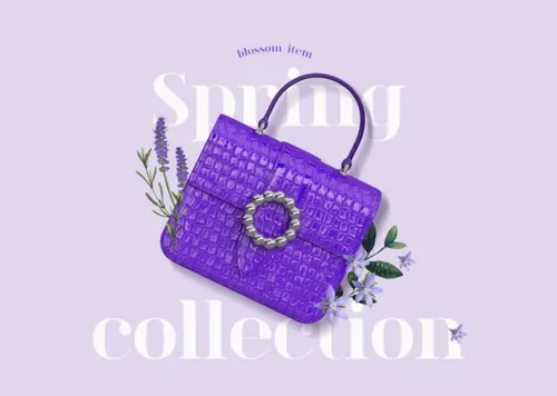 春季极简主义花卉标题文字横幅海报PSD模板