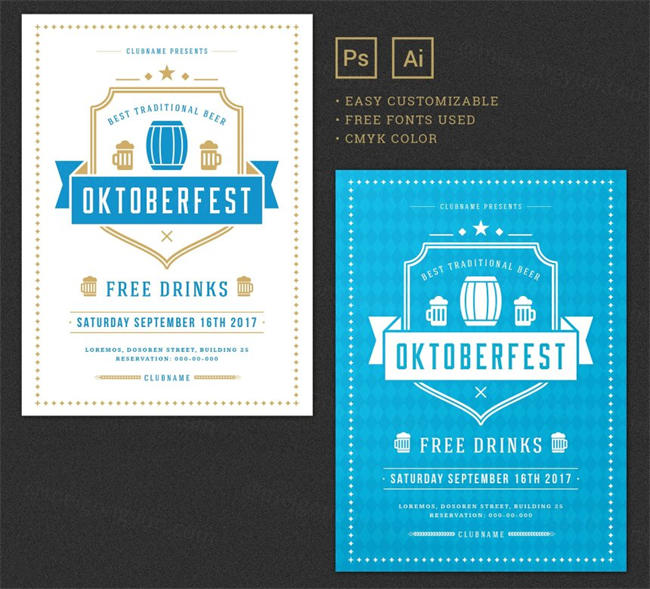 啤酒节宣传单模板 Oktoberfest Flyer Template