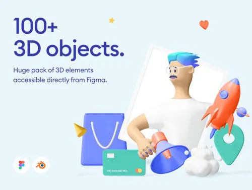 100+ 创意场景3D立体图标集 Kukla 3d icon kit