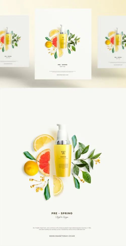 春季极简主义花卉标题文字横幅海报PSD模板