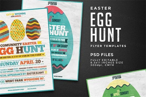 万圣节寻找彩蛋活动传单模板 Egg-Hunt-Flyer-Templates