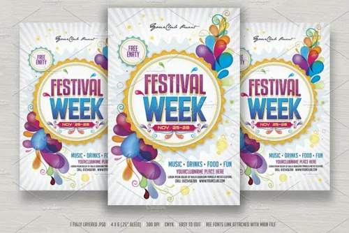 节日庆祝海报设计 Festival Week Flyer
