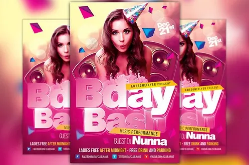 生日派对海报设计 Bday Bash Flyer Template