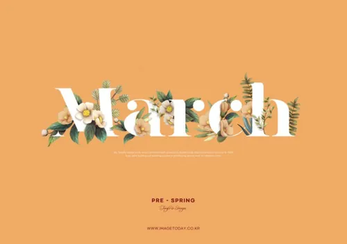 春季极简主义花卉标题文字横幅海报PSD模板