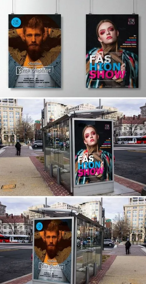 男士女士时装秀活动海报传单设计