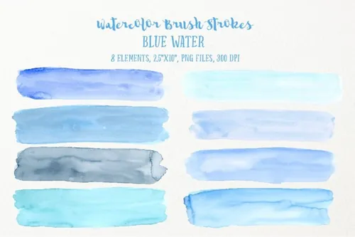 蓝色水彩笔刷背景纹理 Watercolor Brush