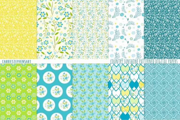 乡村花卉图案背景纹理 Country Flower Pattern Digital