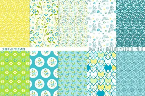 乡村花卉图案背景纹理 Country Flower Pattern Digital