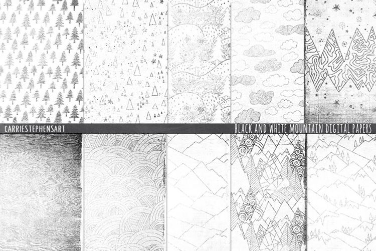 黑白图案背景纹理 Mountain Digital Black White