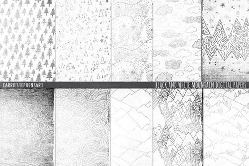 黑白图案背景纹理 Mountain Digital Black White