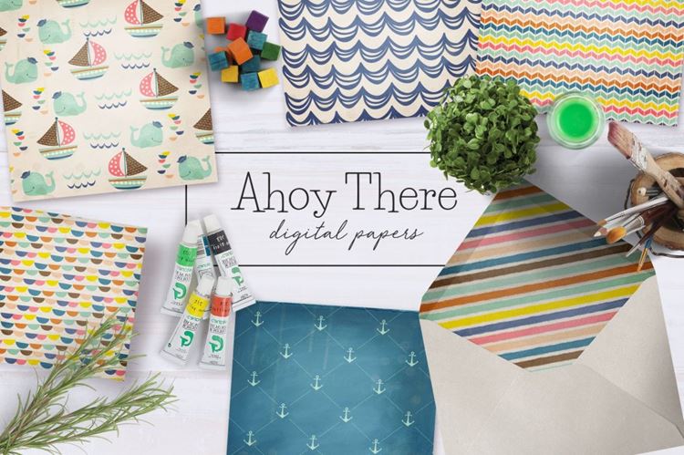 纸张背景图案 Ahoy There Digital Papers