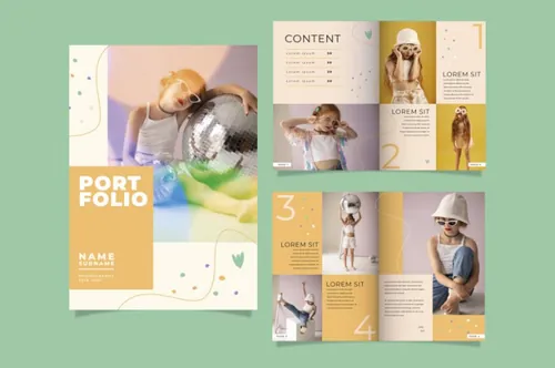 手绘清新卡通摄影工作室介绍儿童相册培训班矢量设计模板素材