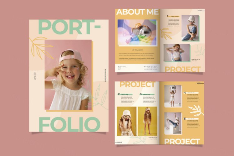 手绘清新卡通摄影工作室介绍儿童相册培训班矢量设计模板素材