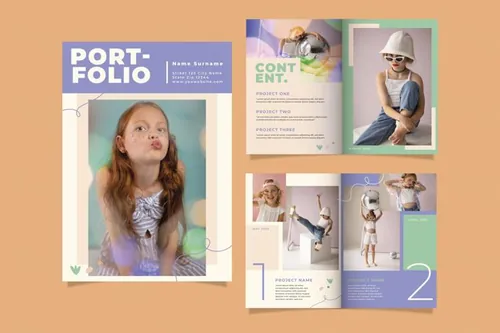 手绘清新卡通摄影工作室介绍儿童相册培训班矢量设计模板素材