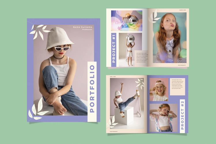 手绘清新卡通摄影工作室介绍儿童相册培训班矢量设计模板素材